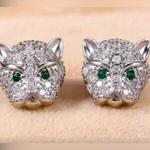Panther Cubic Zirconia Stud Earrings - New
